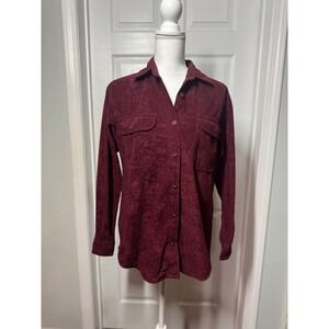 YNOT Sportswear Burgundy Faux Suede Button-Up Shirt S